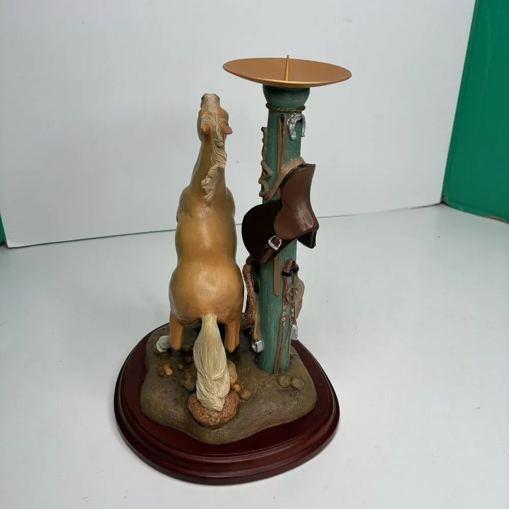 Danbury Mint Noble Yellow Golden Stallion Candlestick Holder By Gianni Benveuti